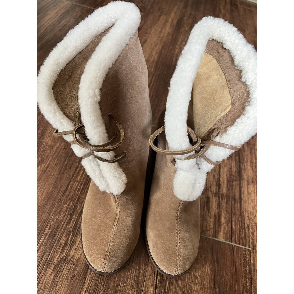 Splendid Women's Suede Upper Mid-Calf Boots Size 8 Lace Up Heels